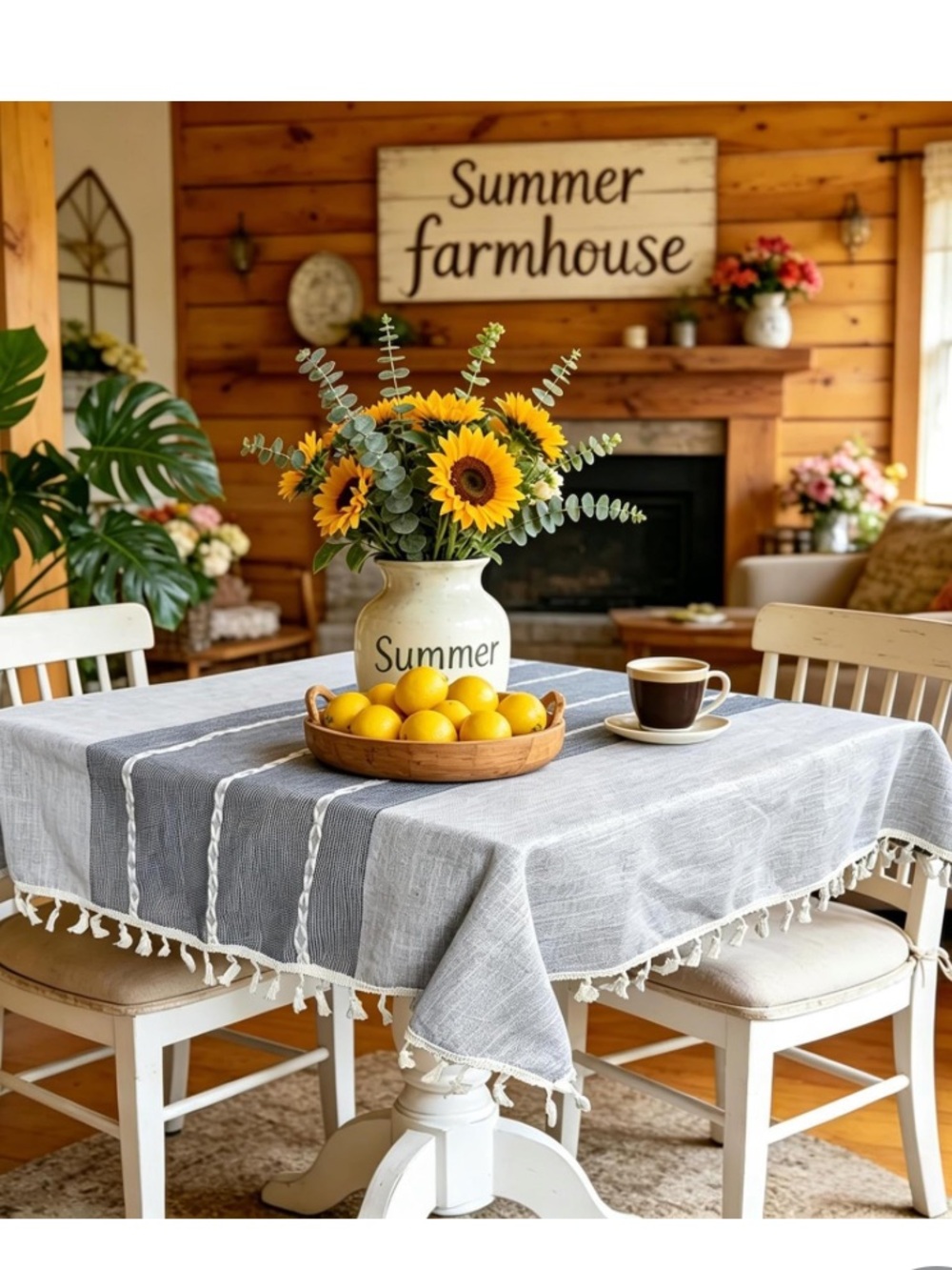 Farmhouse Rustic Gray Square Small Tablecloth 36x36”